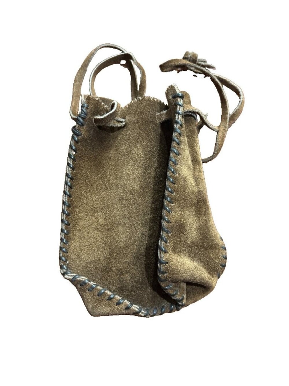 Handmade Drawstring Leather Brown 5” X 6” Marble Pouch